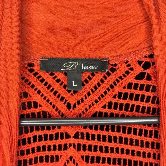 Short-sleeve Orange Flowing Cardigan - Picture 3 of 4